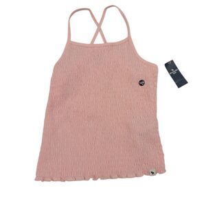 NWT Abercrombie Kids Girls Smocked Light Pink Cross Back Tank Top